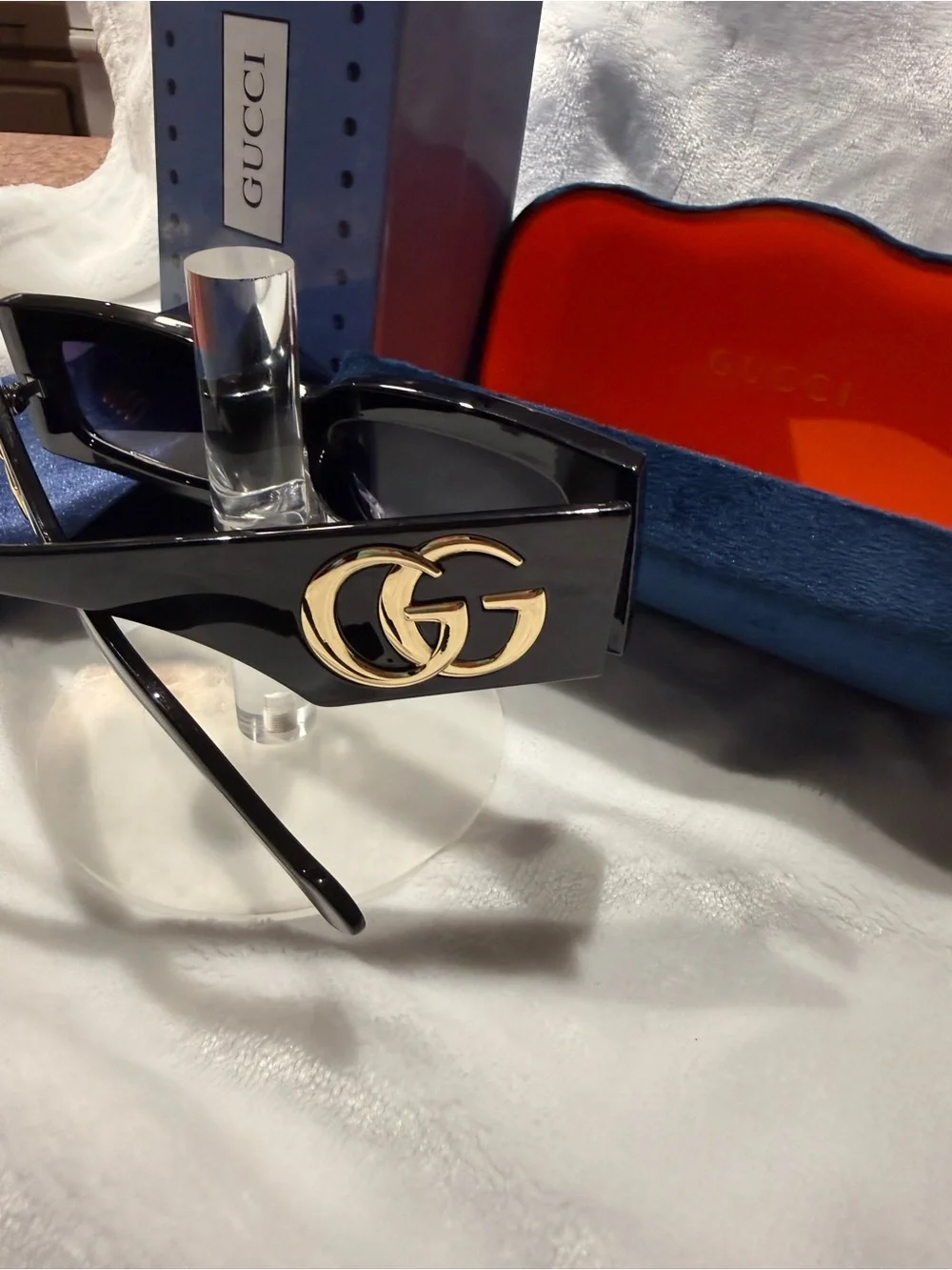 Gucci Black Sunglasses with Gold Double G Accent